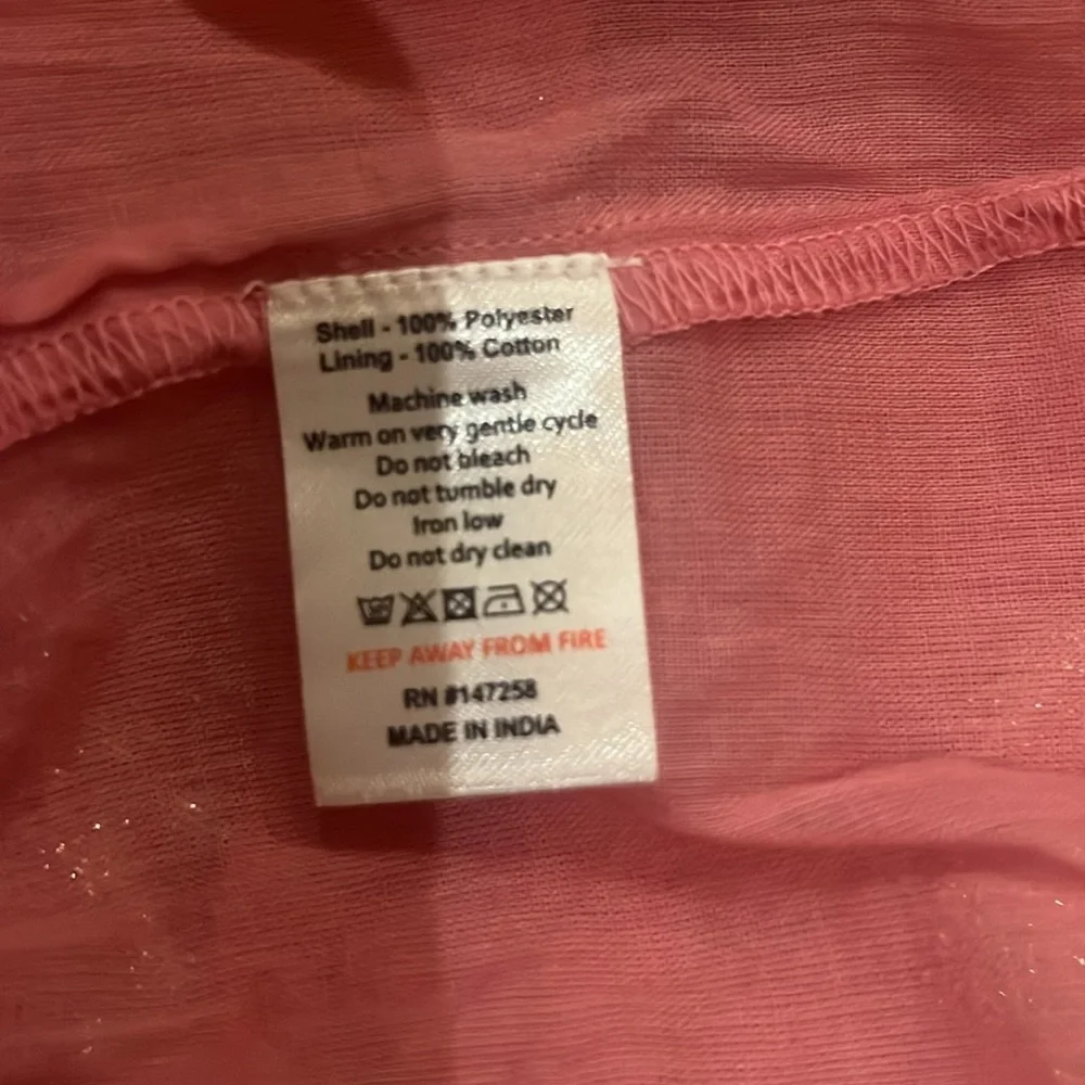 Simply Southern pink gauzy tiered short dress foiled tinsel gold pineapples XXL - Picture 12 of 13